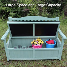 TBLOTYD Weatherproof Outdoor Storage Bench with Backrest & Armrests - Stylish Garden Seating for Balcony, Yard & Deck - Green Park Bench for Patio Storage Solution