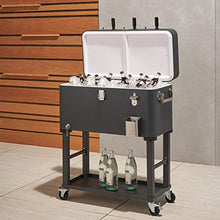 TRINITY 80 Quart Beverage Cooler with Foosball Table Top, Charcoal Gray