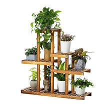 MIIKHI Wooden Plant Flower Display Stand Wood Pot Shelf Storage Rack Outdoor Indoor 9 Pots Holder Multifunctional