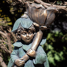 Zaer Ltd. Large Magnesium Fairy Statues for Outdoor Use (Standing Fairy with Flower Tato)