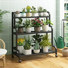 MIIKHI Plant Stand with Wheels Ladder Plant Shelf Flower Stands for Indoor Plants Metal Balcony Racks Garden Plant Holders