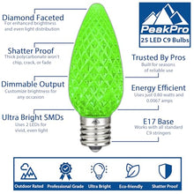 Novelty Lights 500CT Case C9 LED Faceted Ultra Bright Dimmable Outdoor Christmas Light Replacement Bulbs Decorative LED Bulbs LED Christmas Lights, C9 Christmas Lights C9 LED Bulbs (Green)