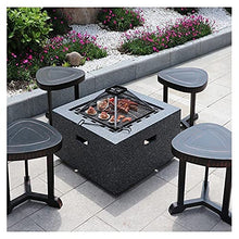 Outdoor Fire Pit Garden Wood-Burning Fire Pit Grill Table Set, Outdoor Backyard Patio Fireplace Fire Bowl, with Sparkle Screen Cover and Poker