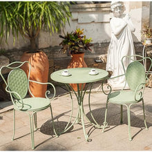 FENOKD Patio Table 3 Set Garden Decor Outdoor Garden Furniture Iron Bistro Side Table Balcony Patio Suitable 27.5 Inch White (Green)