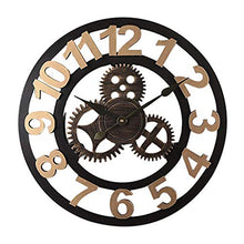 Outdoor Wall Clock Weatherproof Mute Garden Wall Clocks Outdoor 20 Inch Outside Clocks for Garden Easy to Read Big Numbers Retro 3D Gear Industrial Wind Suitable for Courtyard Decoration (B)