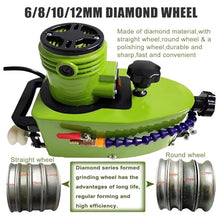 BhRWVJD 800W Electric Small Glass Edging Machine,Portable Small Glass Edger,DIY Diamond Glass Art Corner Grinding Edging Machine,Glass Polisher W/8 Diamond Wheels & 2 Polisher Wheels