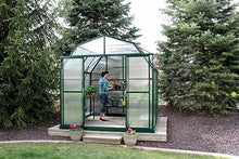 Grandio Greenhouses Elite 8x8 Greenhouse Kit - Heavy Duty, Powder Coated Green House for Hobby Gardeners. Features 10mm Twin Wall Polycarbonate Panels, Base Kit, Barn Shape, & 2 Roof Windows.