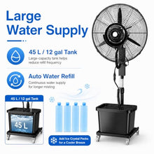 Misting Fan with 12 Gal Water Tank and 4 Ice Packs, Adjustable Height