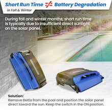 Betta SE Solar-Powered Robotic Automatic Pool Skimmer Cleaner with Carrying and Storage Bag, 24/7 Continuous Cleaning Power, Pool Skimmer Anti-Stuck Foam Noodle, and Twin SCT Motors (Blue)