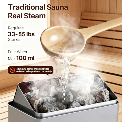 AETEREOS 110V Electric Sauna Heater Stainless Steel Sauna Heating Stove with Internal Controller, Wet and Dry Bath Sauna Box Sauna Room Equipment for Home Hotel Spa Shower Steam Room 3KW