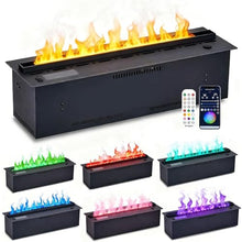 3D Water Vapor Fireplace, Atomized Fireplace with 9 Adjustable Flame Colors and 5 Brightness Levels, Stainless Steel Humidifier, Touch/App/Remote Control 120cm