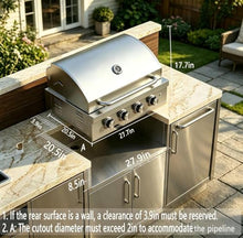 4 Burner 28in Built in Gas Grills Charcoal & Propane Combo Grill