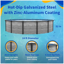 Blue Wave Montilla 24-ft Round 52-in Deep Above Ground Swimming Pool – with Steel Wall & Top Rails, Sand Filter, Overlap Liner, A-Frame Ladder & Maintenance Kit – Complete Outdoor Pool Accessories