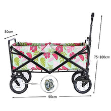 Shopping Cart Folding Portable Trolley Cart, Garden Heavy Duty Wagon with 10.5In Rubber Wheels for Outdoor/Camping/Mall, Double Brake with Ball Bearing