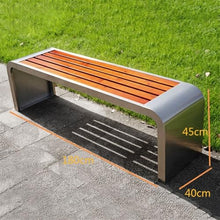 YXIANG56Q Buffet Sideboards U-Shaped Backless Stainless Steel Frame Wooden Seat Plate Outdoor Bench Courtyard for Dining Room(Large)
