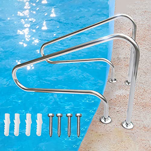 Swimming Pool Safety Hand Rail 80 X 80cm Pool Safety Handrails, 304 Stainless Steel Swimming Pool Handrail Swimming Pool Hand Rail Water Handrail Deck Mounted Braced,
