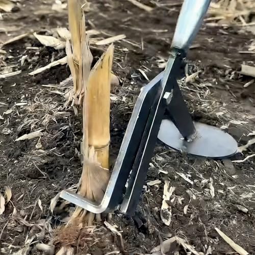Root Removal Tool with Serrated Clamp, Stand-Up Leverage Weed Puller Tool, Extracts Corn Stalks/Tobacco/Cotton Roots, for Yard Lawn Garden Farmland