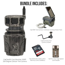 Stealth Cam Revolver 36MP 360-Degree Cellular Trail Camera Bundle with Power Pack, Holder, Memory Card & Reader