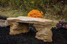 Athena Garden Cast Stone Petrified Rock Bench Set - 3 Piece Commercial Grade Concrete Patio Furniture in Natural Stone Colors