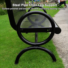 SBCWH Garden Benches for Outdoors, Steel Frame Patio Bench Park Chair with Backrest and Armrests, for Lawn, Porch, Backyard, Entryway(Black,71in/6ft)
