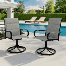 Garvee Patio Swivel Chair Set of 2 Outdoor Dining Chair Padded Mesh Grey