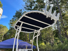 Make A Wake Marine Heavy-Duty Boat T-Top with 5 Rod Holders White Powdercoat w/ Black Canvas