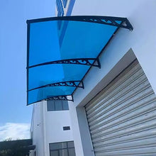 KDDEON Blue Curved Polycarbonate Cover,Aluminum Alloy Household Window Rain Shelter Cover,Door Window Awning,Back Porch Garden Awning Shelter,Eaves Balcony Sunshade Canopy,Customizable (47"x94")