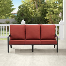 Oakland Living Black Aluminum Patio Deep Seating Outdoor Sofa Couch with Red Cushions