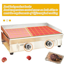 HQHAOTWU Countertop Gas Griddle LPG Gas Griddle Outdoor Flat Cooking Grill Griddle 2000Pa Stainless Steel BBQ Plate Grill 50-300℃ Temperature Controllable Camping Natural Gas Griddle with 2 Burners