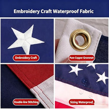 XOZPENCE 20x30 Ft Outdoor Premium US Flag, Heavy Duty 420D Polyester with Embroidered Stars and Brass Grommets(Embroidered, 20X30FT 420D)