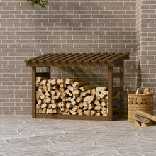 EliteBloom Firewood Rack Honey Brown 108X64.5X78 Cm Solid Wood Pine, Firewood Log Rack, Firewood Storage Rack Shelf, Ventilation Metal Log Store Holder for Outdoor Or Indoor Wood St