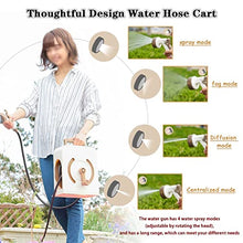 Hose Reel Cart Water Hose Cart Reel Compact Garden Hose Organizer, Portable Retractable Hose Reel, Household Car Wash Tool with Water Gun, for Backyard (Color : Beige, Size : Hose Cart+15m Pipe)