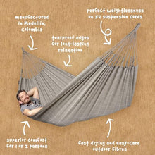 LA SIESTA® - XL King Brisa Classic Hammock & Nautico Steel Stand - Weather & Tear Resistant - Portable, Family Hammock w/Stand - Balcony Porch Garden Outdoor Indoor Hammock - Max 440 Lbs, Almond