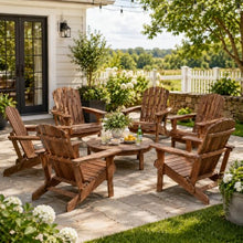 EXPEAK Oversized Wooden Folding Adirondack Chairs Set of 6, Hemlock Wood Patio Fire Pit Chairs with Pre-Assembled Backrest & Seat Board, Outdoor Lounge Chair for Backyard Garden Porch Deck, Brown