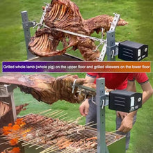 TT-YEL Electric Rotary Grill, Professional Whole Lamb Rack, Stainless Steel Patio Barbecue Grill with Grill Grid and Wheels, Portable Detachable Grill