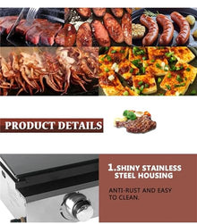 LMYYDES LPG BBQ Plancha Stainless Steel 2/3/4 Burners Gas Grill Steak Frying Griddle Plancha Enamel Cooking Plate Outdoor Teppanyaki,670x414x190mm
