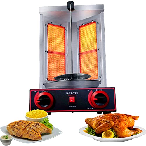 Kebab Skewers Grill Gyro Chicken Kebab Machine, Countertop Kebab Gas Cooker Rotating Roaster Baking Machine, 360° All-Round Browning, Stainless Steel W/Bake Ware, Stain Resistant