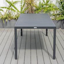 LeisureMod Chelsea Mid-Century Modern 63" and 87" Rectangular Outdoor Dining Table in Black Aluminum for Patio and Backyard Garden (87 Inch)