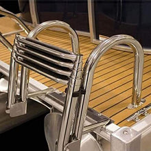 Swim Ladder Boat Pool Ladder 4 Step Swimming Pool Ladder Detachable, Folding Stainless Steel Pontoon Ladder with Rear Entry, Portable Yacht Drop Ladder with Handrail