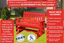 Amish Craftsmanship Made in USA 2-Person 4FT Plastic Poly Lumber Wood Glider Premium Colors HDPE with No wood fibers Memorial Patio Porch Glider Mission Series English design 1000 lbs Limit