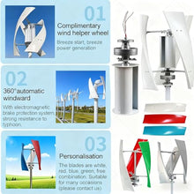 6000w Wind Turbine Generator Kit,3 Blade Vertical Axis Generators, Electromagnetic Portable Vertical Helix Charger Controller, For Home, Business,Industrial Energy Supply 3color-12V