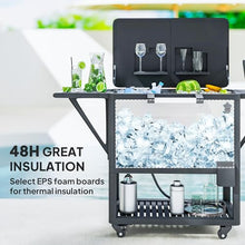 SWLJKU 104-Quart Outdoor Cooler Cart with Wheels, 48-Hour Ice Retention Patio Cooler Bin with Lockable Casters, Bottle Opener, Towel Rack, and Foldable Side Tables