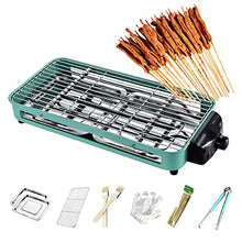 Smokeless Table Grill, Electric BBQ Grill 1500 W for Indoor Outdoor Use, Electric Table Top Griddle, Non-Stick Coating Grill Surface 42.5x20.5 cm, Removable Grease Tray, for Festival Party,Green