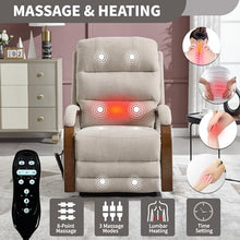 WEALTHOUSE Dual Motor Power Lift Recliner Chair for Elderly, Massage Heat Electric Lounge Seat with Remote Control, Independent Backrest Footrest, Wood Armrests, Side Pockets (Beige,Chenille)