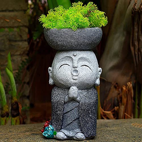 LSHAOBO Zen Buddha Statue Planter Garden Sculpture Face Flower Pot,Zen Figure Plant Pot Holder,for Indoor/Outdoor Decor(Color:A)