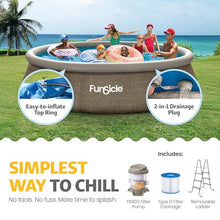 Funsicle Quickset Designer 14' x 36" Round Above Ground Swimming Pool, with FiltraBoost 800 GPH Filter Pump, Ladder, Type D Filter Cartridge & Repair Patch, Triple Basketweave