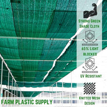 Farm Plastic Supply Shade Cloth with Grommets 65% Green 12' x 300'