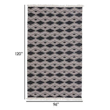 Benzara Handwoven Diamonds Patio Maya Area Rug 8x10 Charcoal Gray