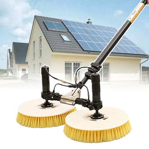 iumLeap Photovoltaic Panel Cleaning, Double Brush Head,Solar Cleaning Rotating Brush,Speed 350 r/Min,7.5m Extendable Pole Brush,with Power Converter