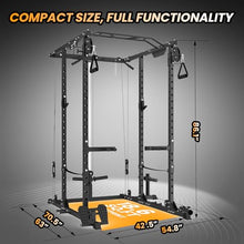 Flarhetoric Power Cage 2000 Lbs Squat Rack with Cable System & LAT Pull Down, Black